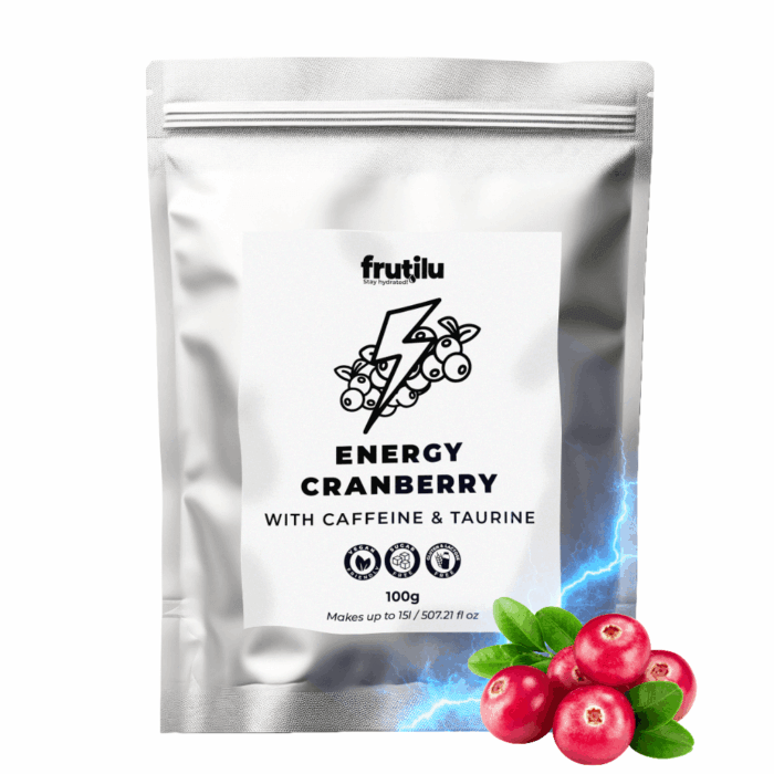 Frutilu Instant Drink Energy, Cranberry, 100 g (maxi pack)